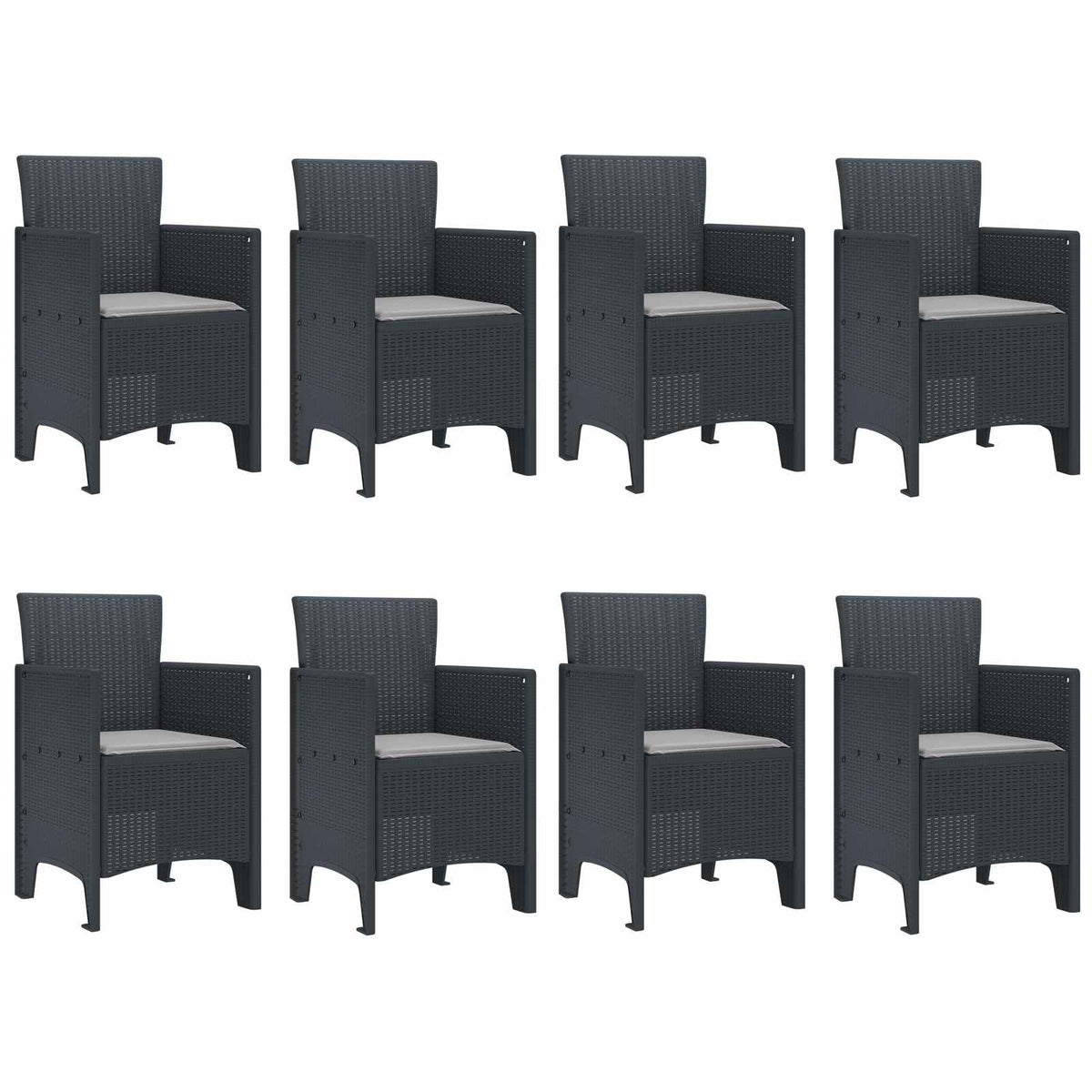 Garden Dining Set 9 pcs Anthracite Polypropylene