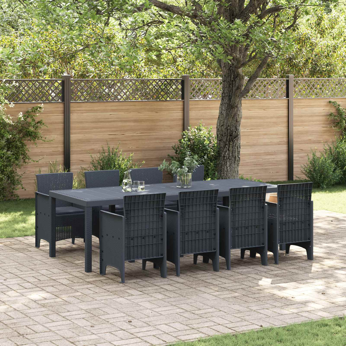 Garden Dining Set 9 pcs Anthracite Polypropylene
