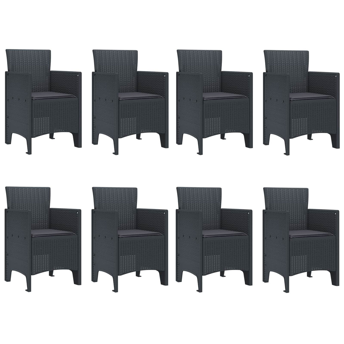 Garden Dining Set 9 pcs Anthracite Polypropylene