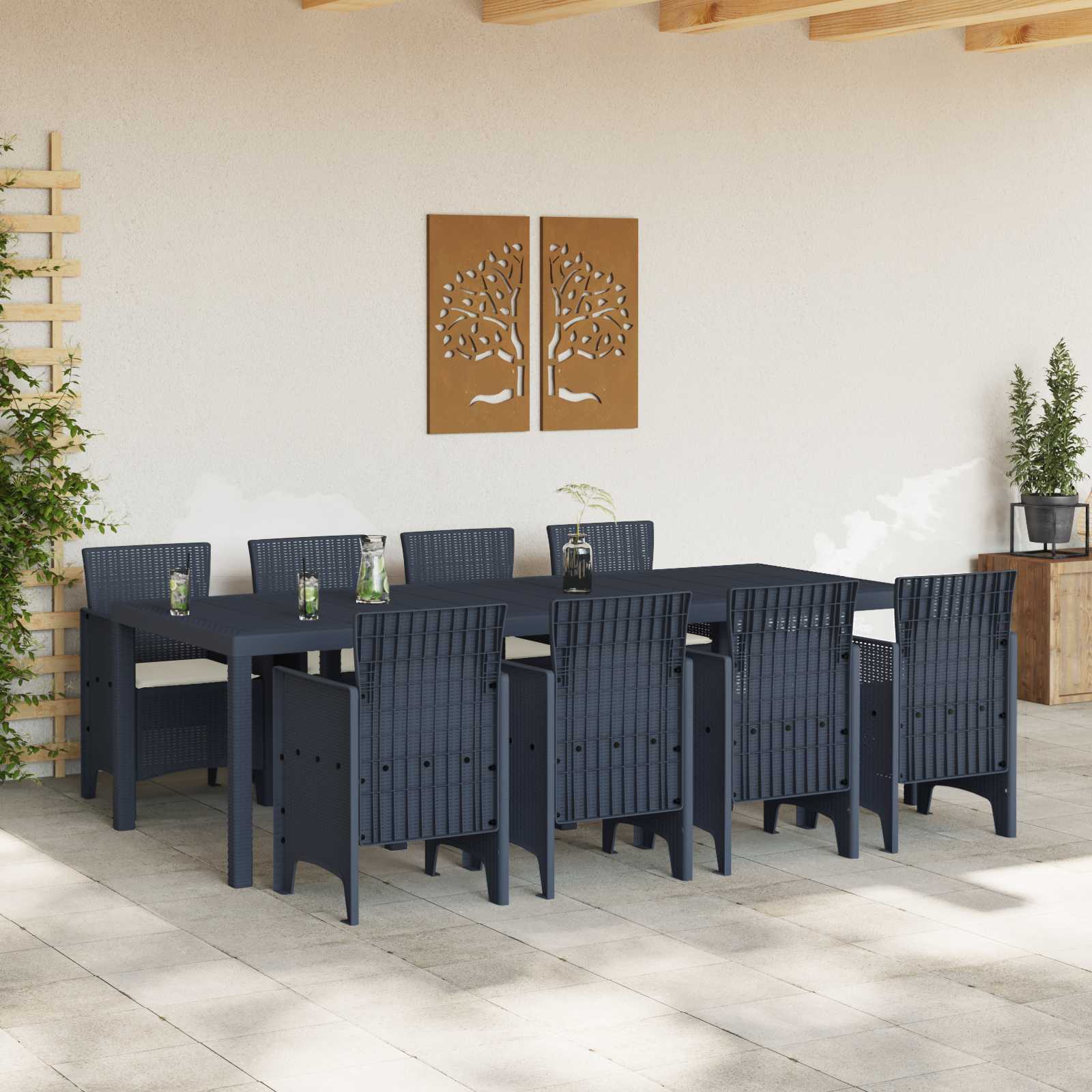 Garden Dining Set 9 pcs Anthracite Polypropylene