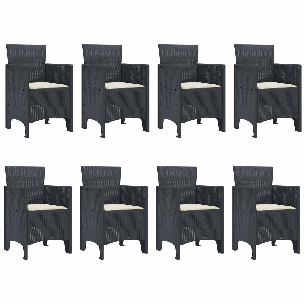 Garden Dining Set 9 pcs Anthracite Polypropylene