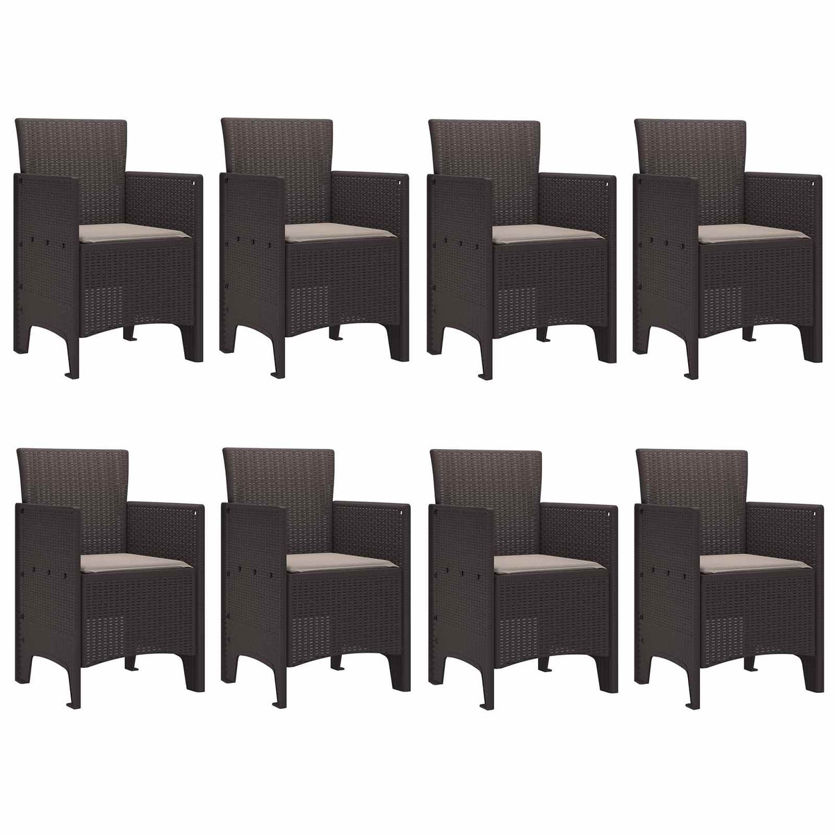 Garden Dining Set 9 pcs Brown Polypropylene