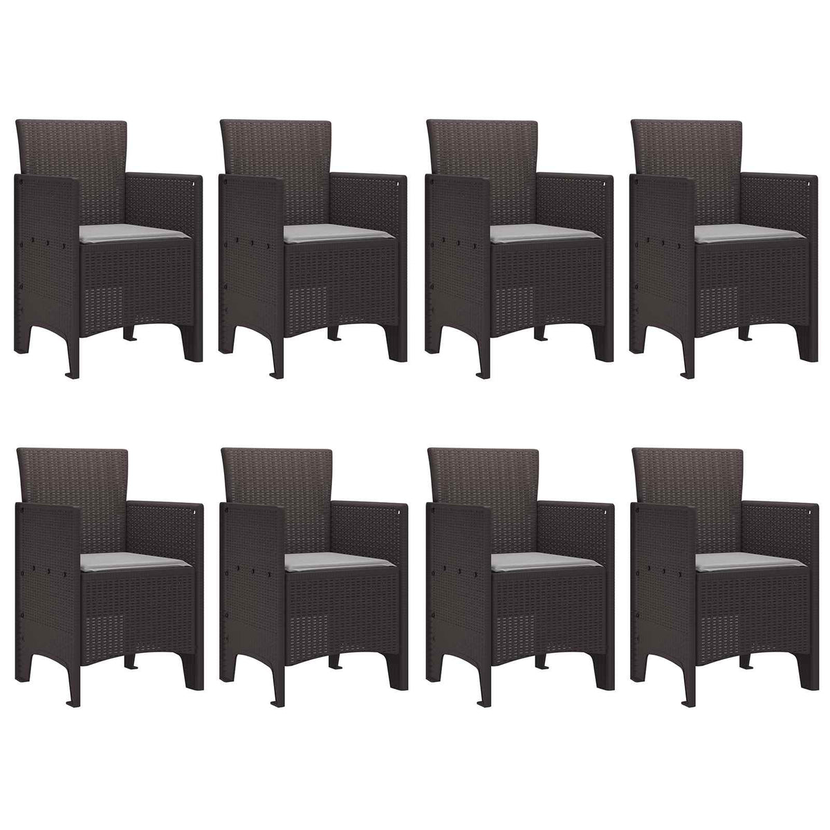 Garden Dining Set 9 pcs Brown Polypropylene