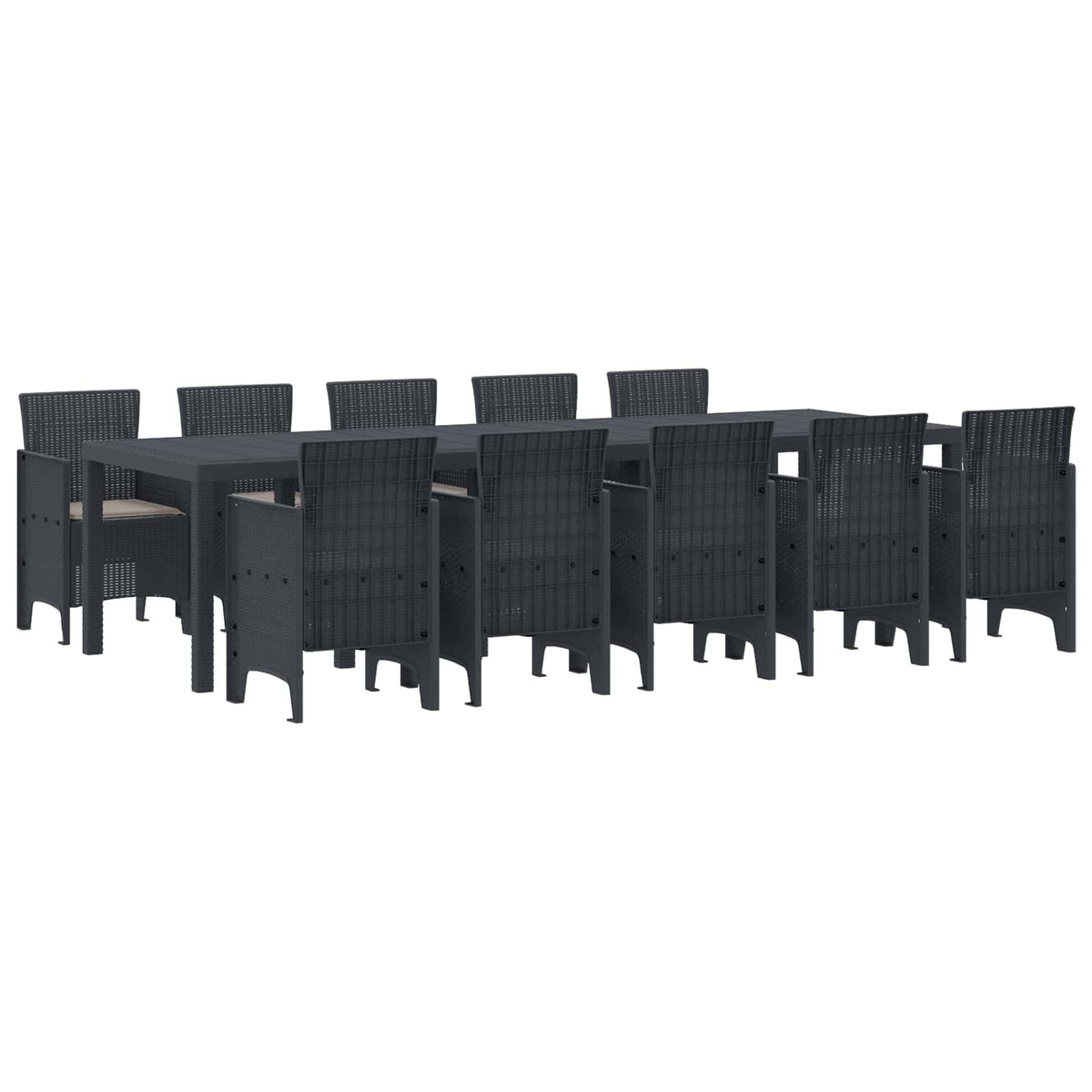 Garden Dining Set with Cushion 11 pcs Anthracite Poly rattan