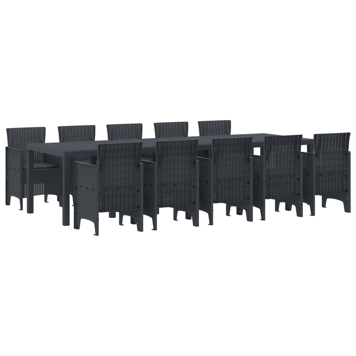 Garden Dining Set 11 pcs Anthracite Synthetic rattan