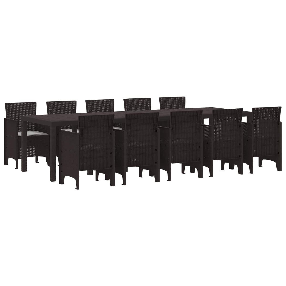 Garden Dining Set 11 pcs Brown and Light grey Poly rattan