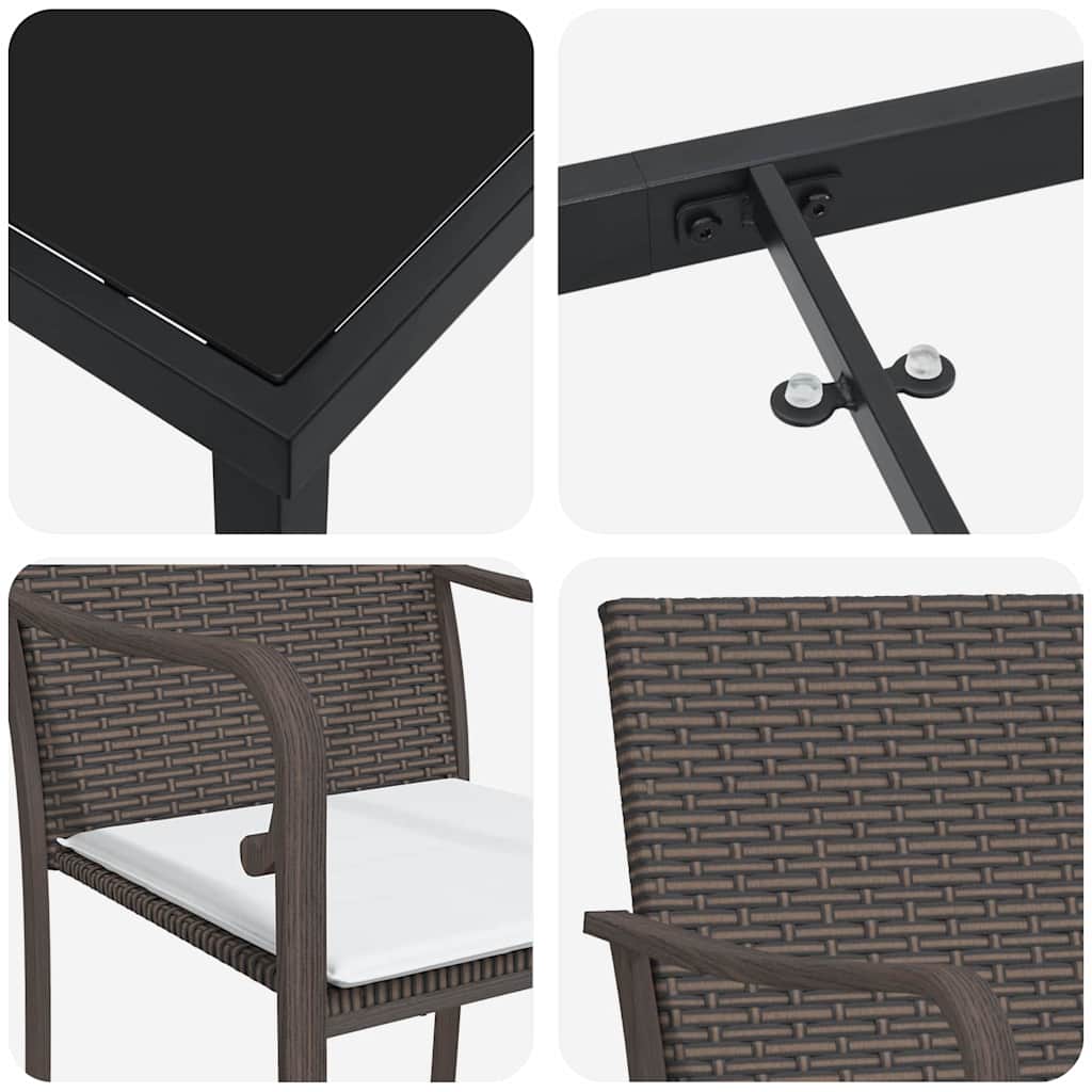Garden Dining Set 5 pcs Brown and Black PE Rattan