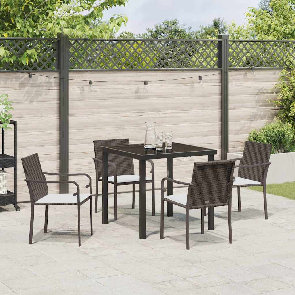 Garden Dining Set 5 pcs Brown and Black PE Rattan