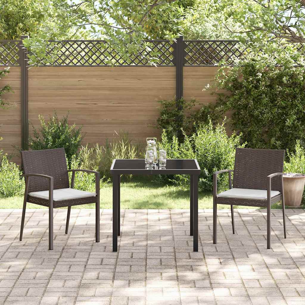 Garden Dining Set 3 pcs Brown and Black PE Rattan