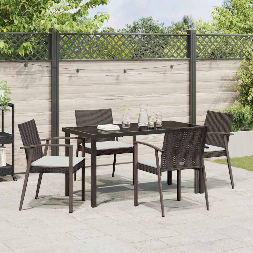 Garden Dining Set 5 pcs Brown and Black PE Rattan