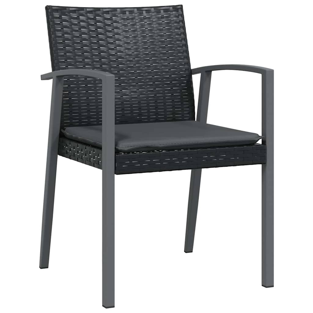 Garden Dining Set 3 pcs Black and Grey PE Rattan