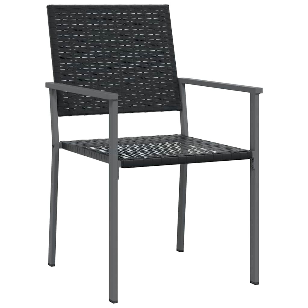 Garden Dining Set 7 pcs Black PE Rattan