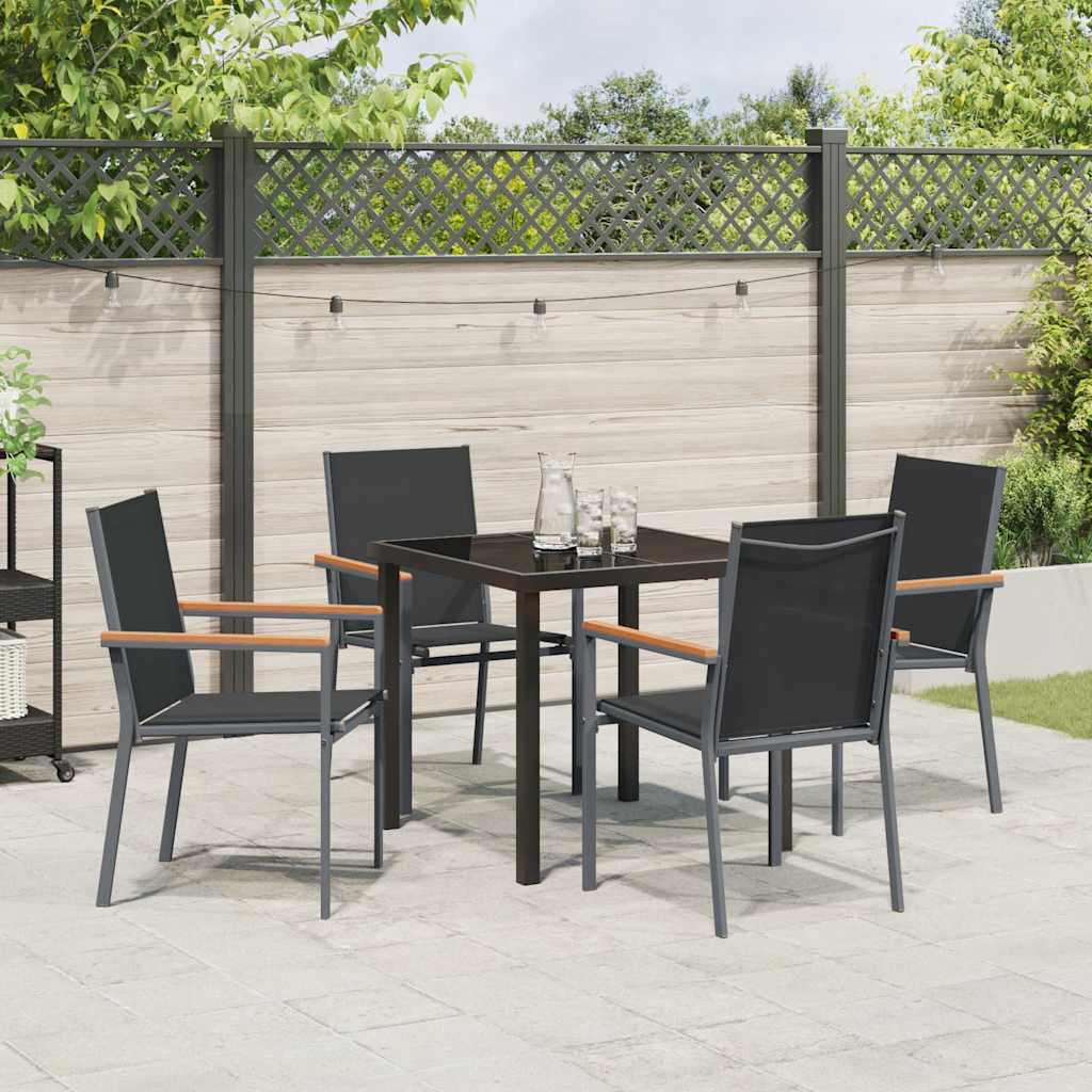 Garden Dining Set 5 pcs Black Powder-coated Steel