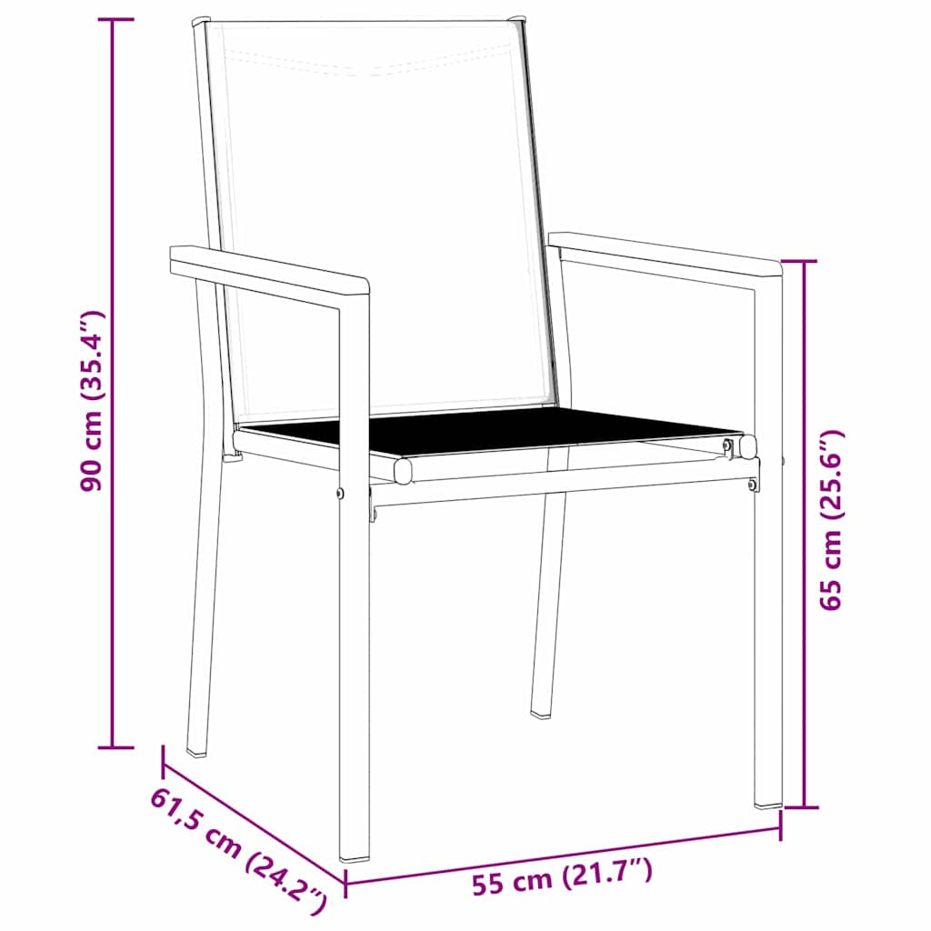 Garden Dining Set 5 pcs Black Powder-coated Steel