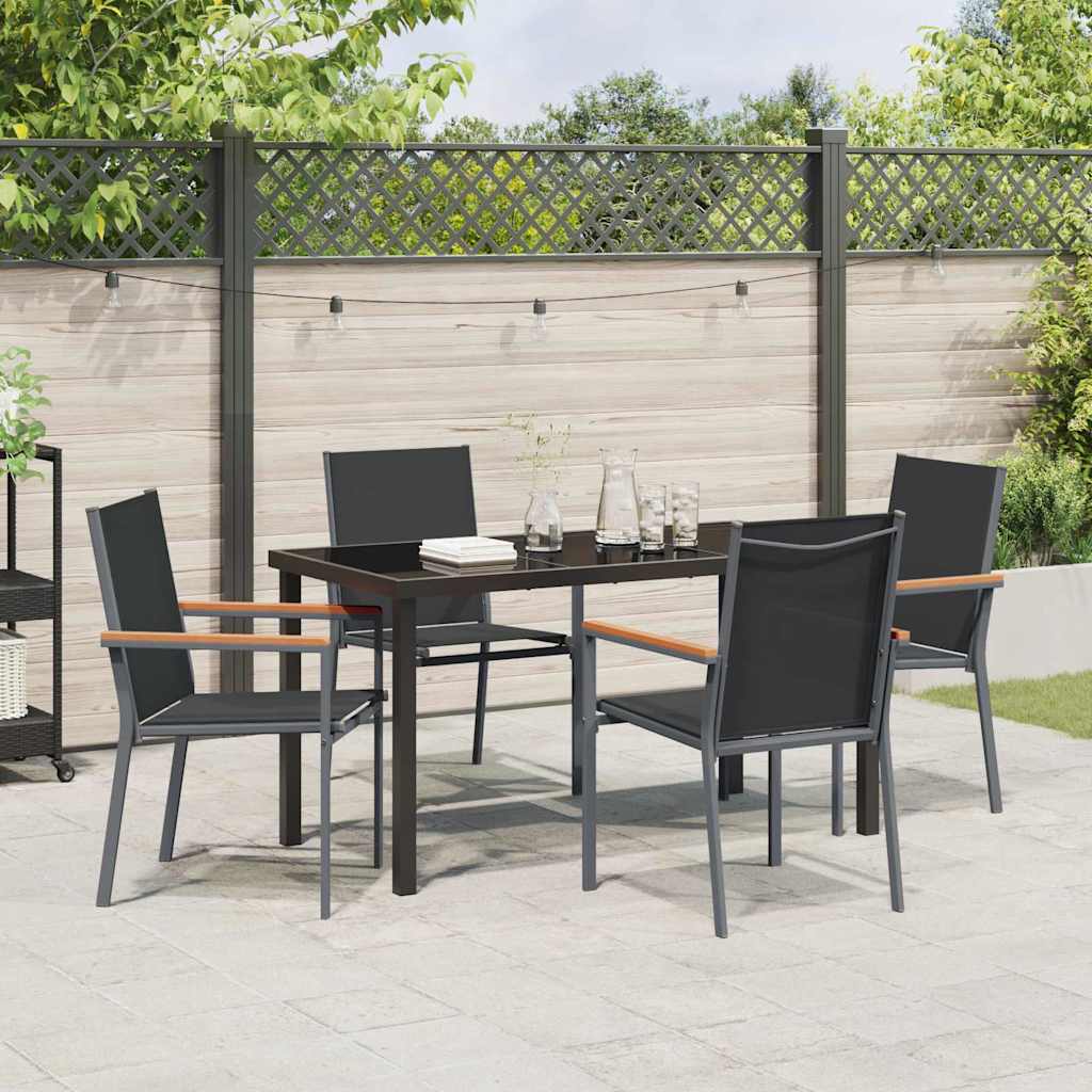 Garden Dining Set 5 pcs Black Powder-coated Steel