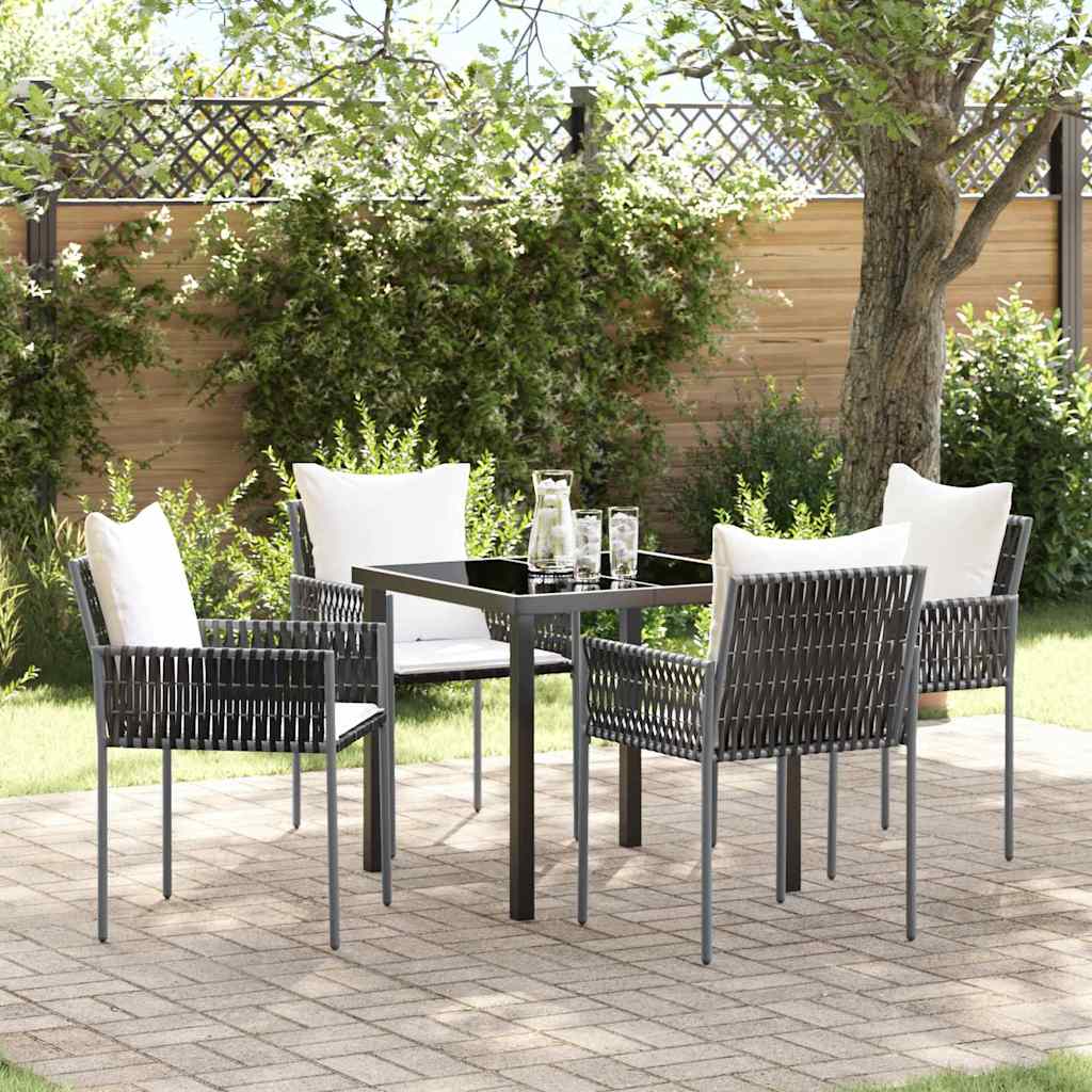 Garden Dining Set 5 pcs Brown and Black PE Rattan