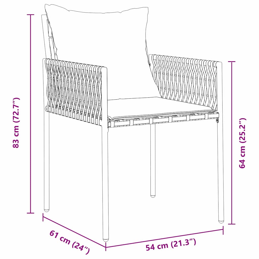 Garden Dining Set 5 pcs Brown and Black PE Rattan
