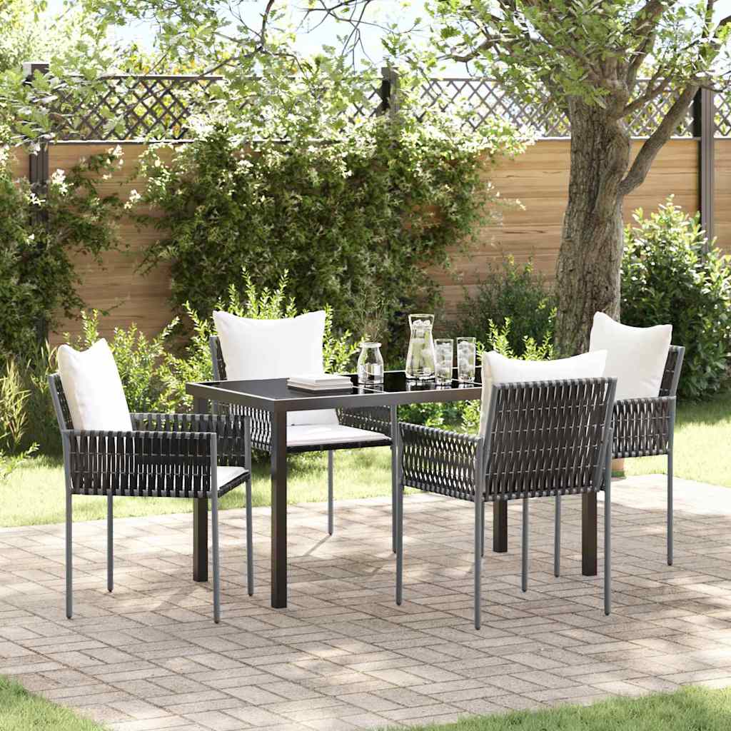 Garden Dining Set 5 pcs Brown and Black PE Rattan