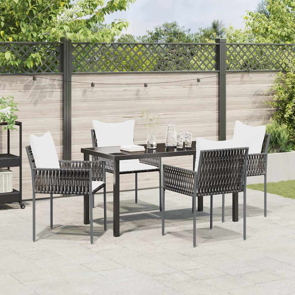Garden Dining Set 5 pcs Brown and Black PE Rattan