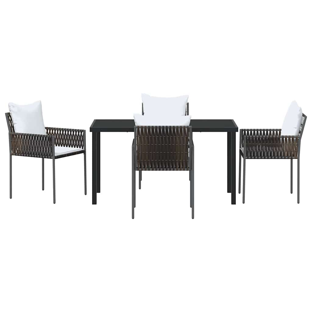 Garden Dining Set 5 pcs Brown and Black PE Rattan