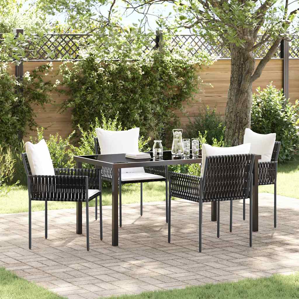 Garden Dining Set 5 pcs Brown and Black PE Rattan