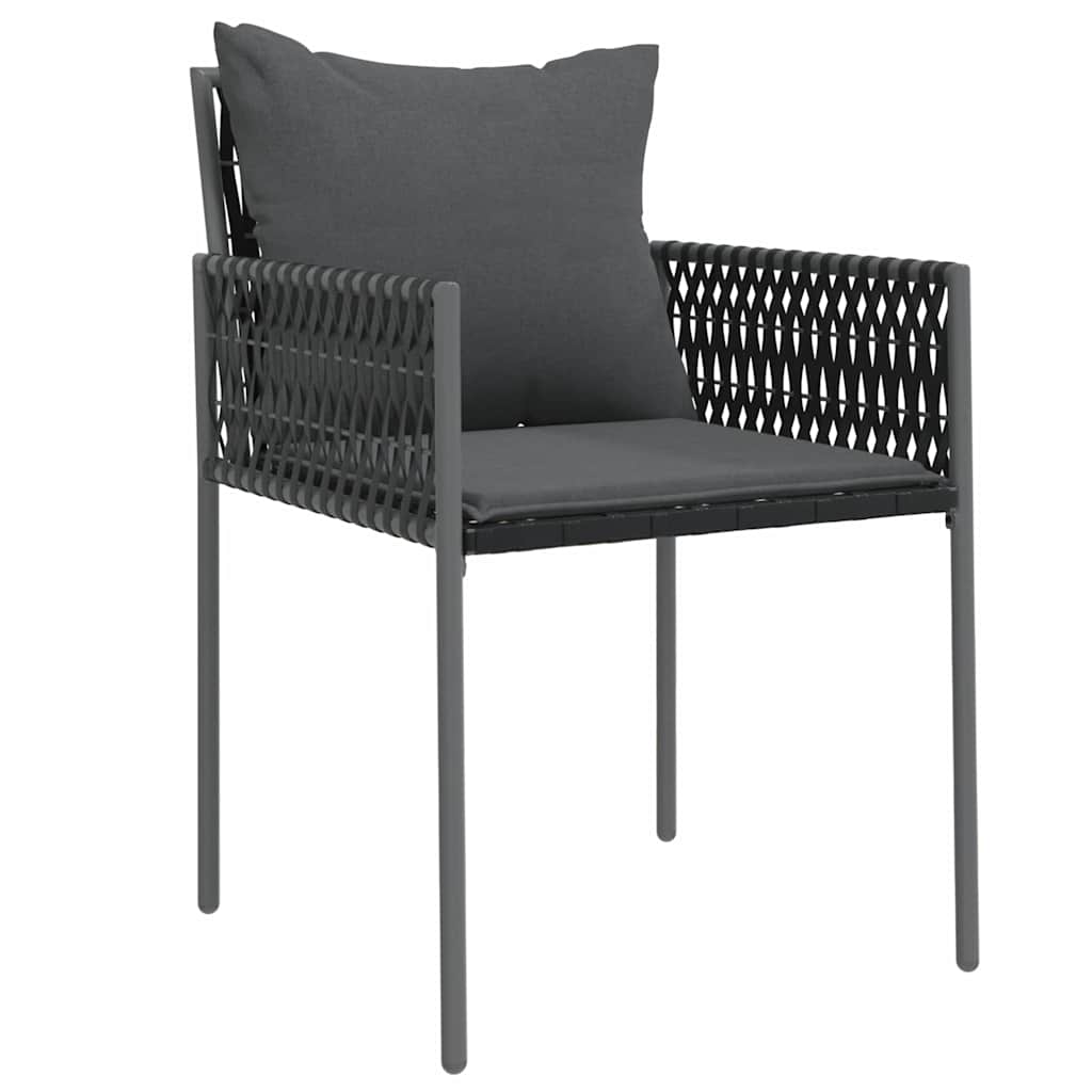 Garden Dining Set 9 pcs Black and Grey PE Rattan