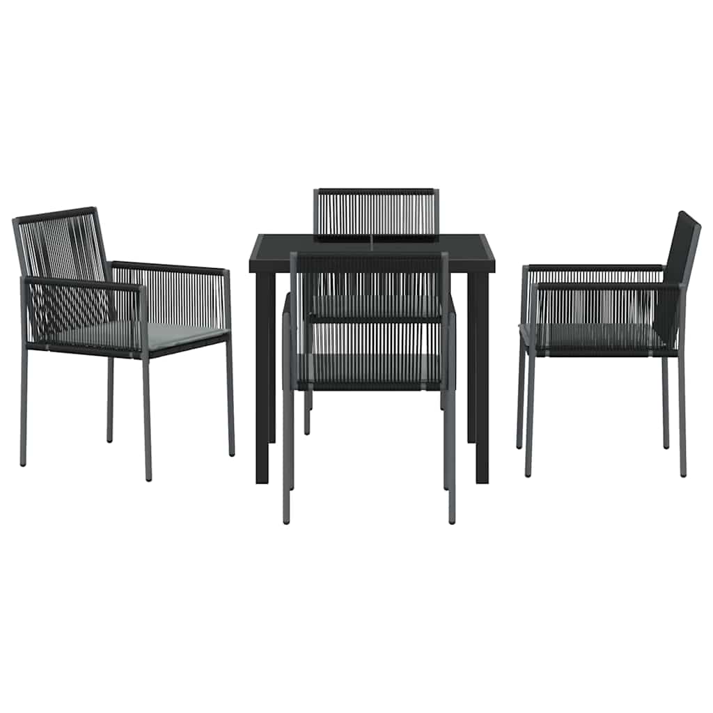 Garden Dining Set 5 pcs Black PE Rattan