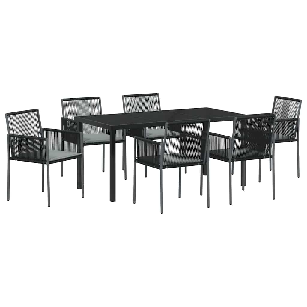 Garden Dining Set 7 pcs Black PE Rattan