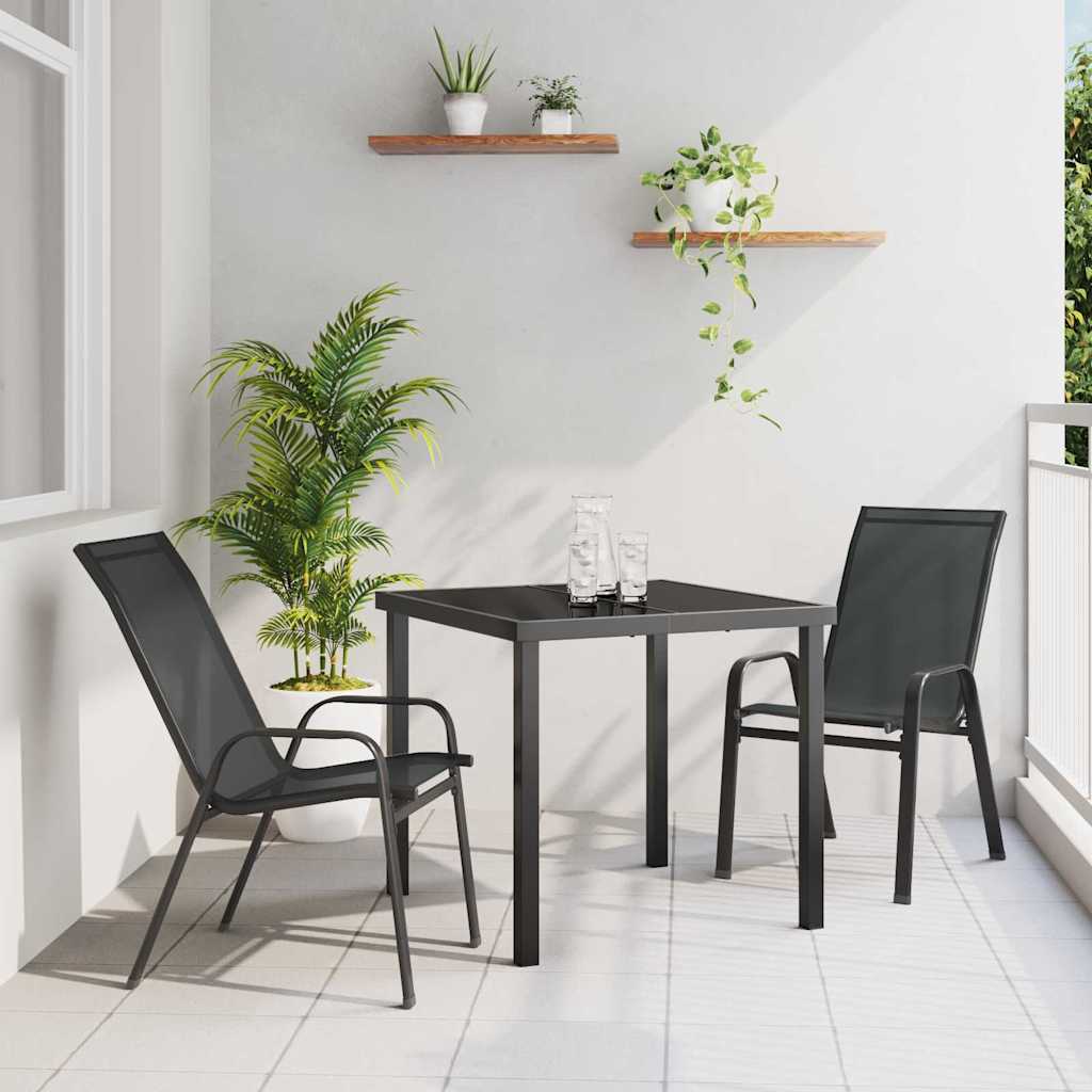 Garden Dining Set 3 pcs Black Powder-coated Steel