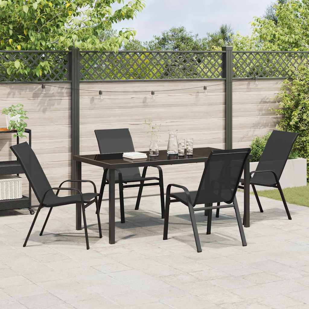 Garden Dining Set 5 pcs Black Powder-coated Steel