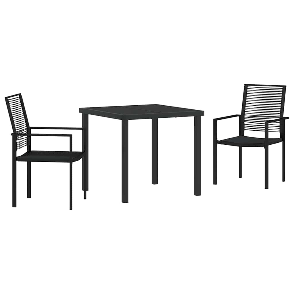 Garden Dining Set 3 pcs Black Powder-Coated Steel