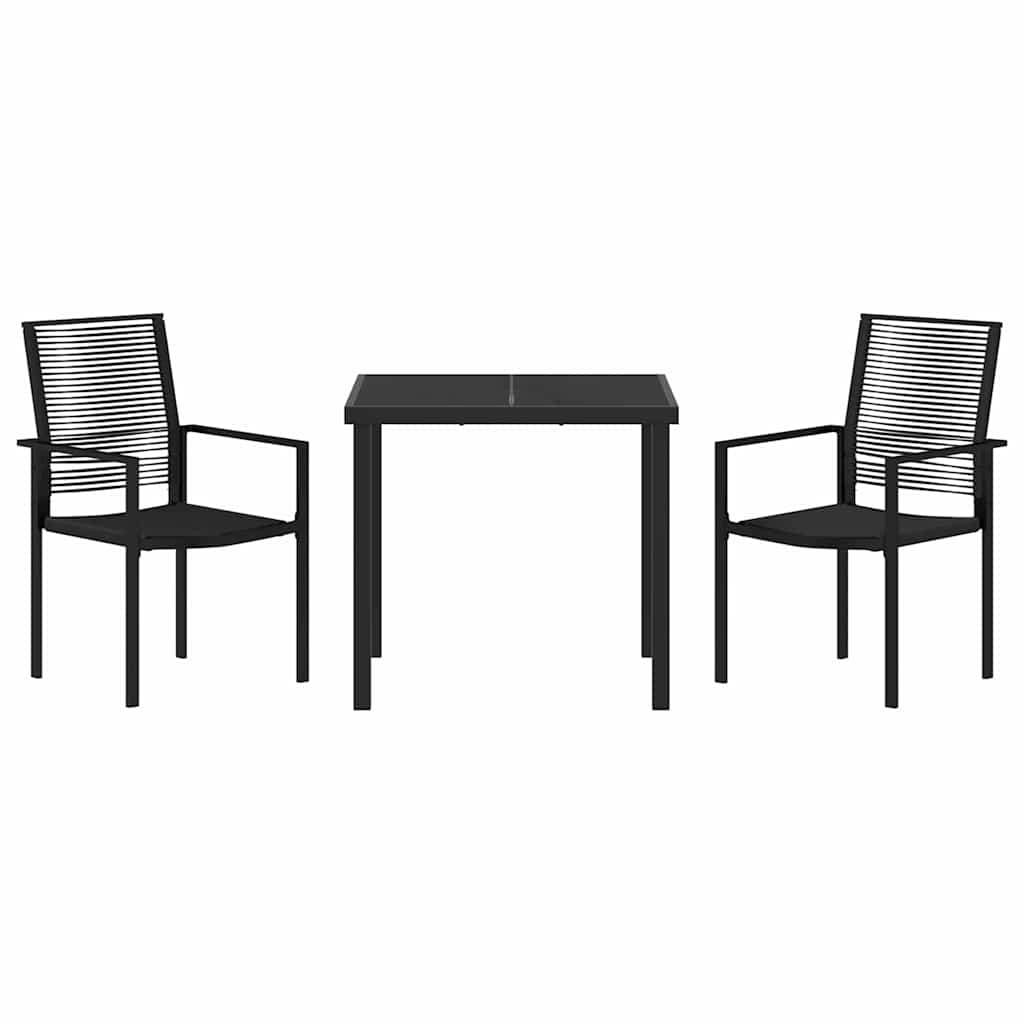 Garden Dining Set 3 pcs Black Powder-Coated Steel