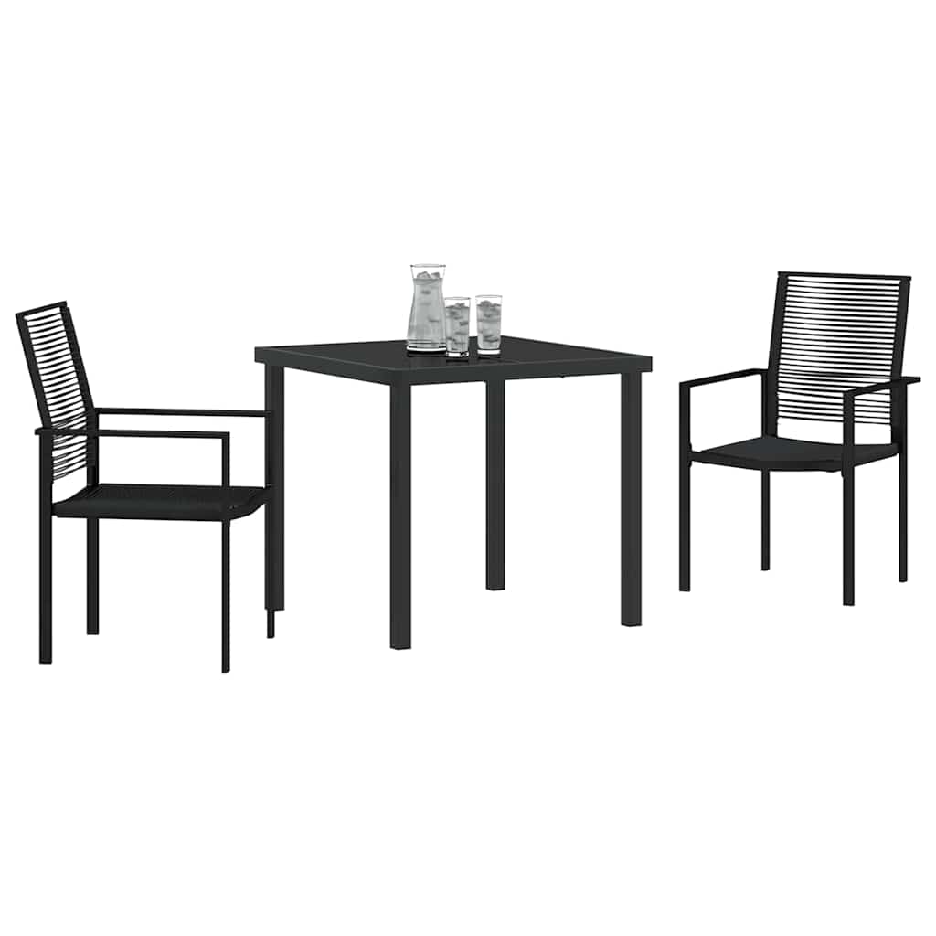 Garden Dining Set 3 pcs Black Powder-Coated Steel
