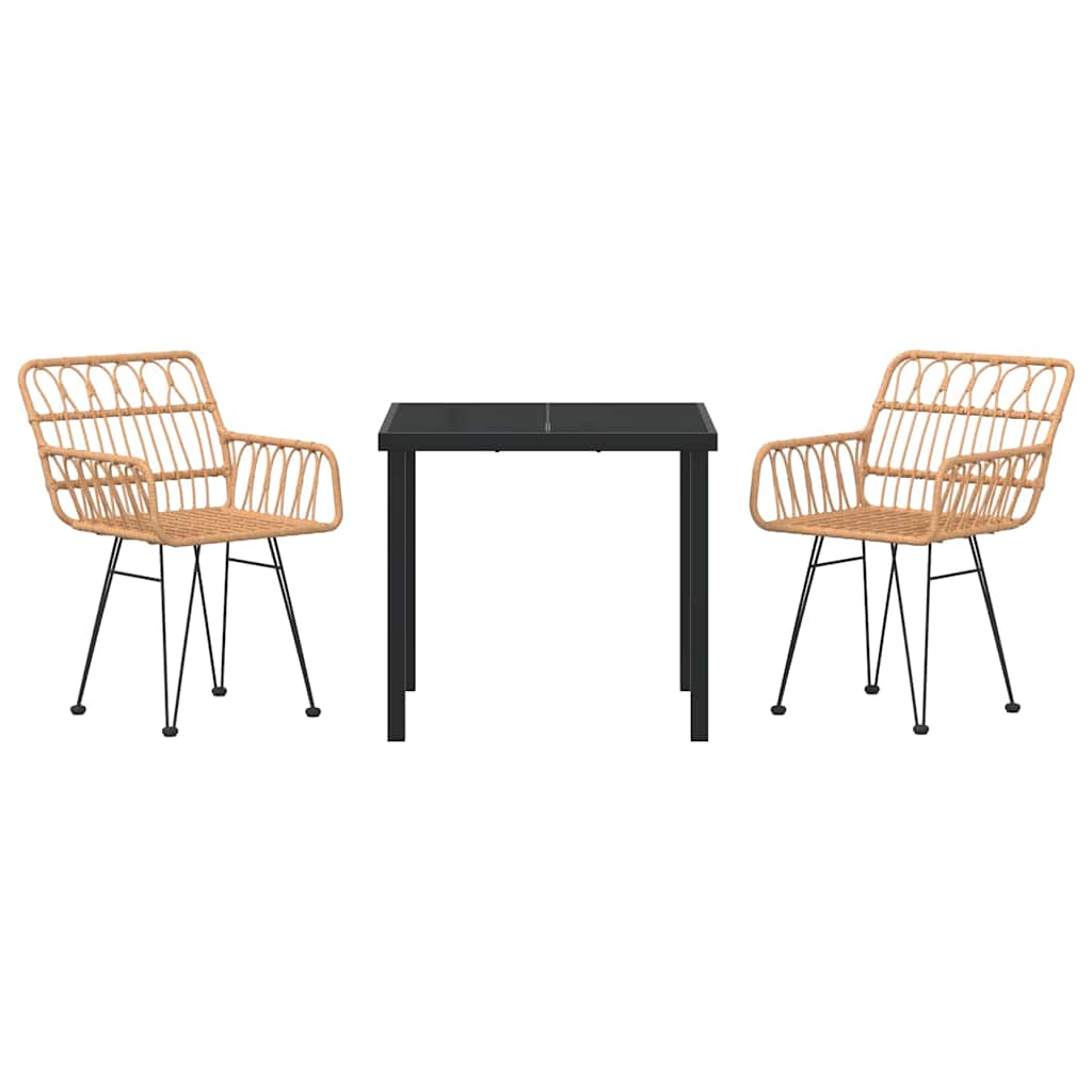 Garden Dining Set 3 pcs Brown Powder-Coated Steel