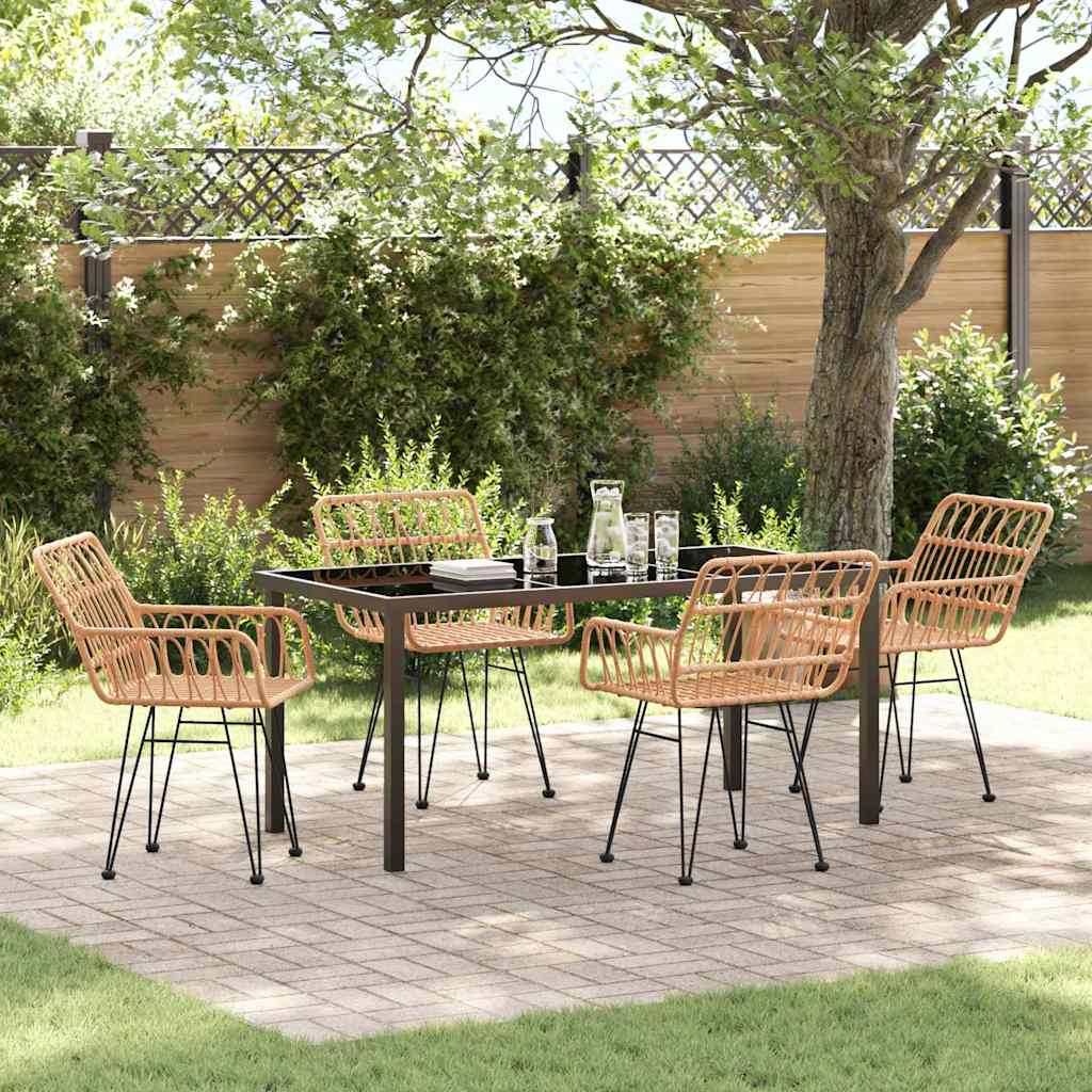 Garden Dining Set 5 pcs Brown Powder-Coated Steel