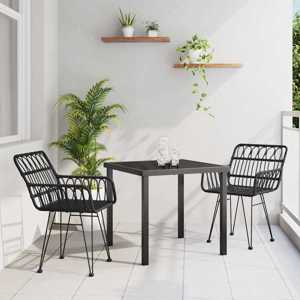 Garden Dining Set 3 pcs Black Powder-Coated Steel