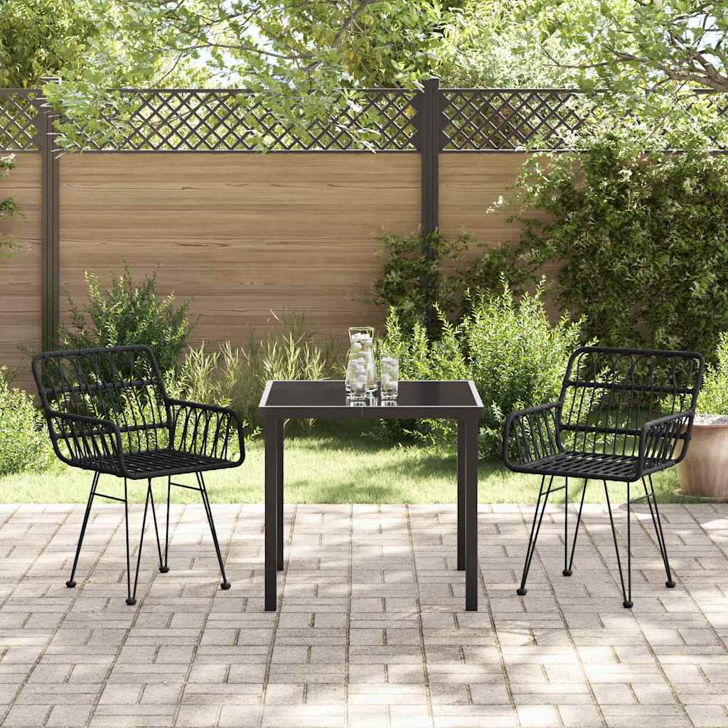 Garden Dining Set 3 pcs Black Powder-Coated Steel
