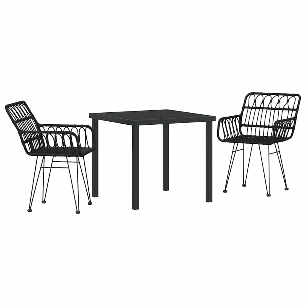 Garden Dining Set 3 pcs Black Powder-Coated Steel
