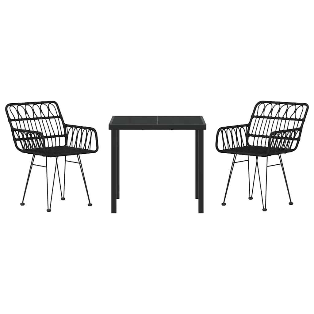 Garden Dining Set 3 pcs Black Powder-Coated Steel