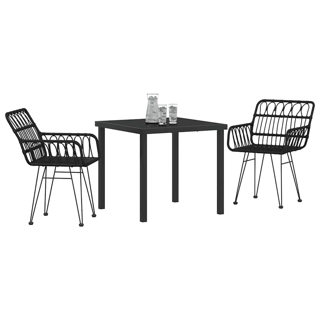 Garden Dining Set 3 pcs Black Powder-Coated Steel