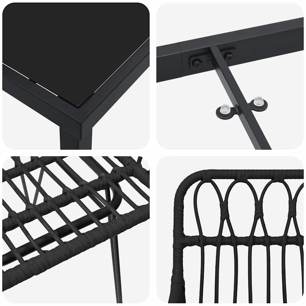 Garden Dining Set 5 pcs Black Powder-Coated Steel