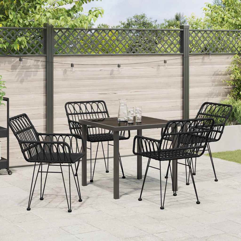 Garden Dining Set 5 pcs Black Powder-Coated Steel