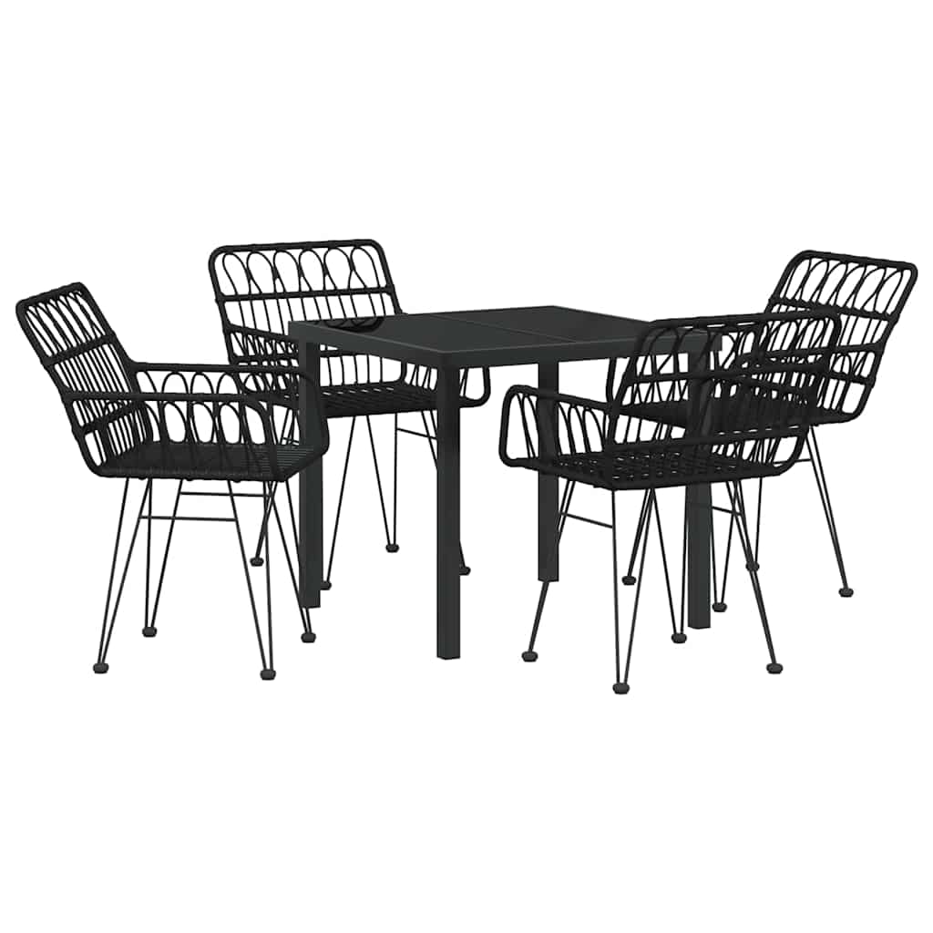 Garden Dining Set 5 pcs Black Powder-Coated Steel