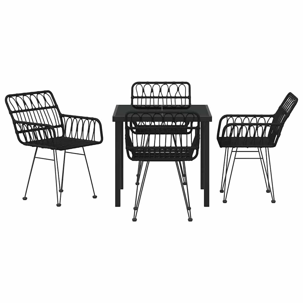 Garden Dining Set 5 pcs Black Powder-Coated Steel