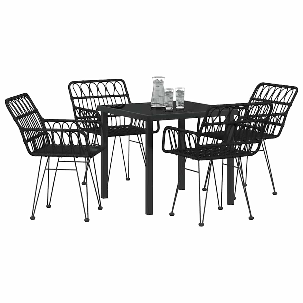 Garden Dining Set 5 pcs Black Powder-Coated Steel