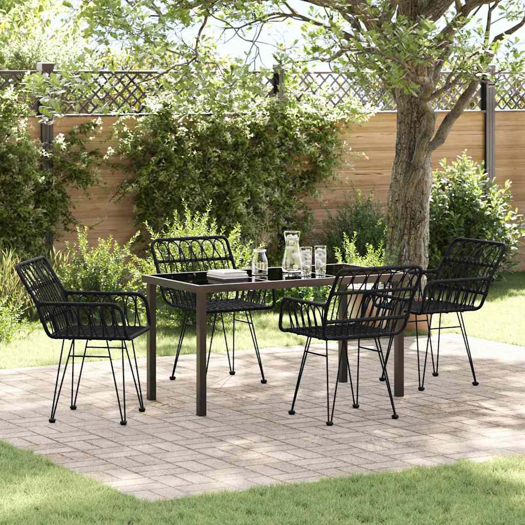 Garden Dining Set 5 pcs Black Powder-Coated Steel