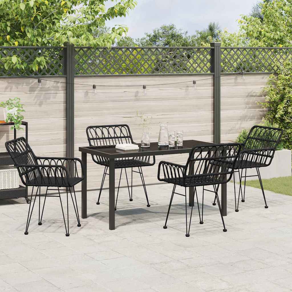 Garden Dining Set 5 pcs Black Powder-Coated Steel