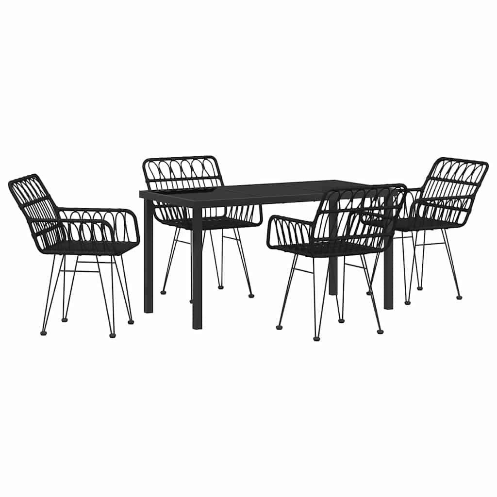 Garden Dining Set 5 pcs Black Powder-Coated Steel