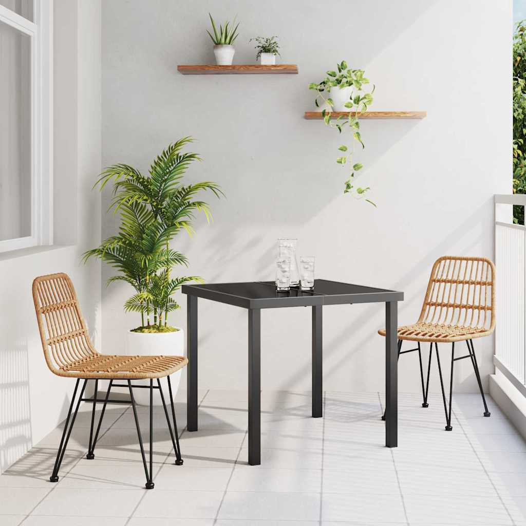 Garden Dining Set 3 pcs Brown Powder-Coated Steel