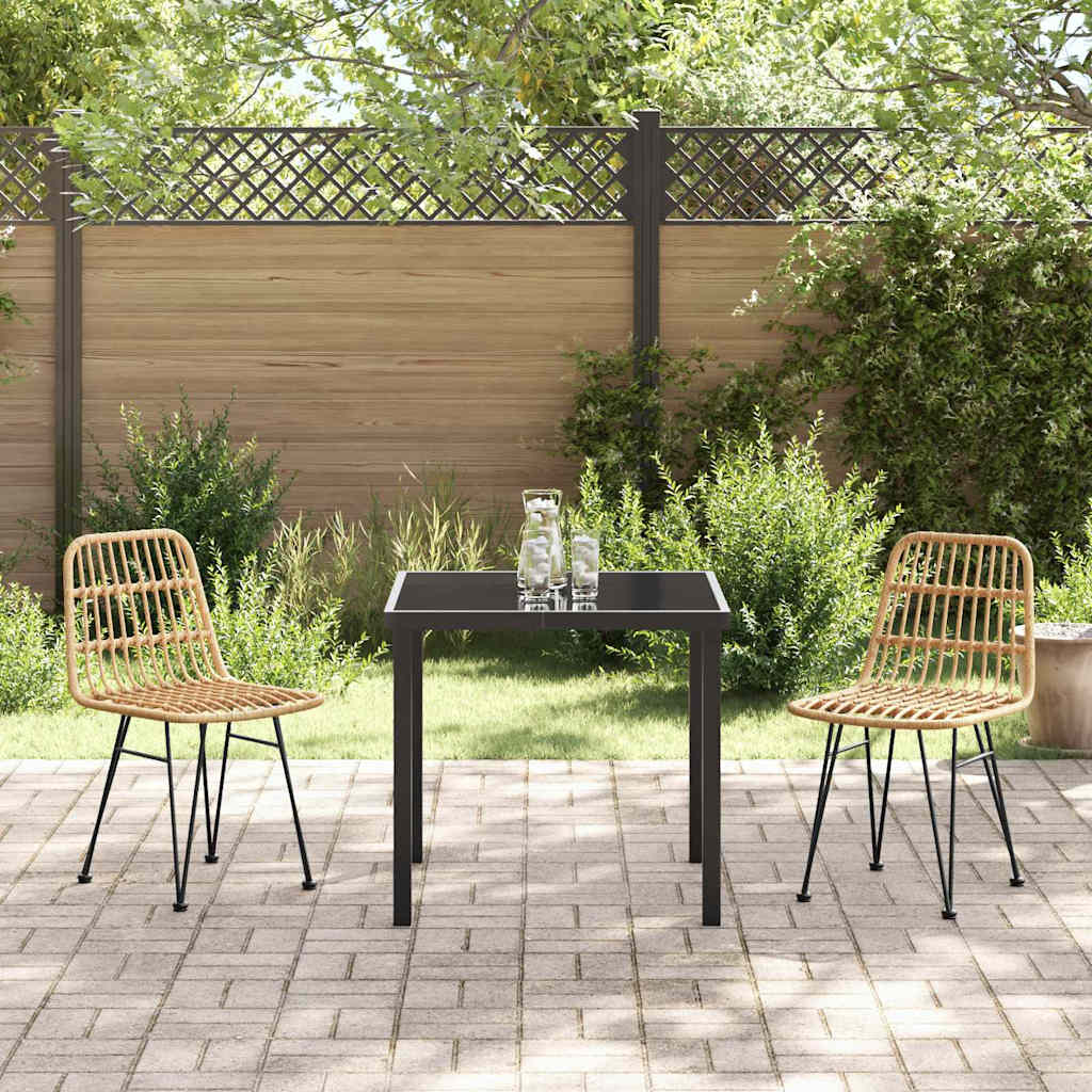 Garden Dining Set 3 pcs Brown Powder-Coated Steel